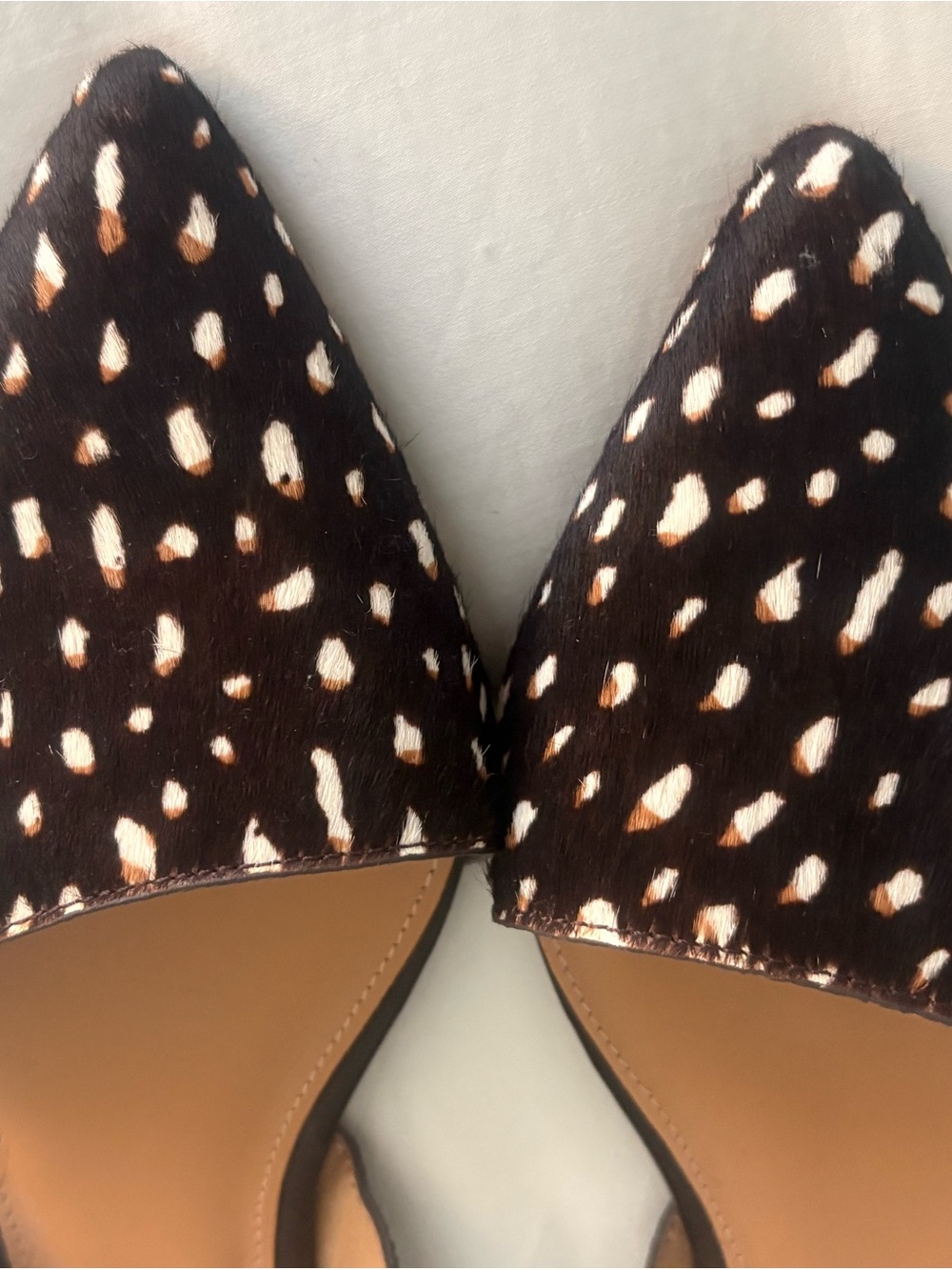 JCrew Women's Pointed D'Orsay Flat in Black, Brown and White Spot - Picture 3 of 6